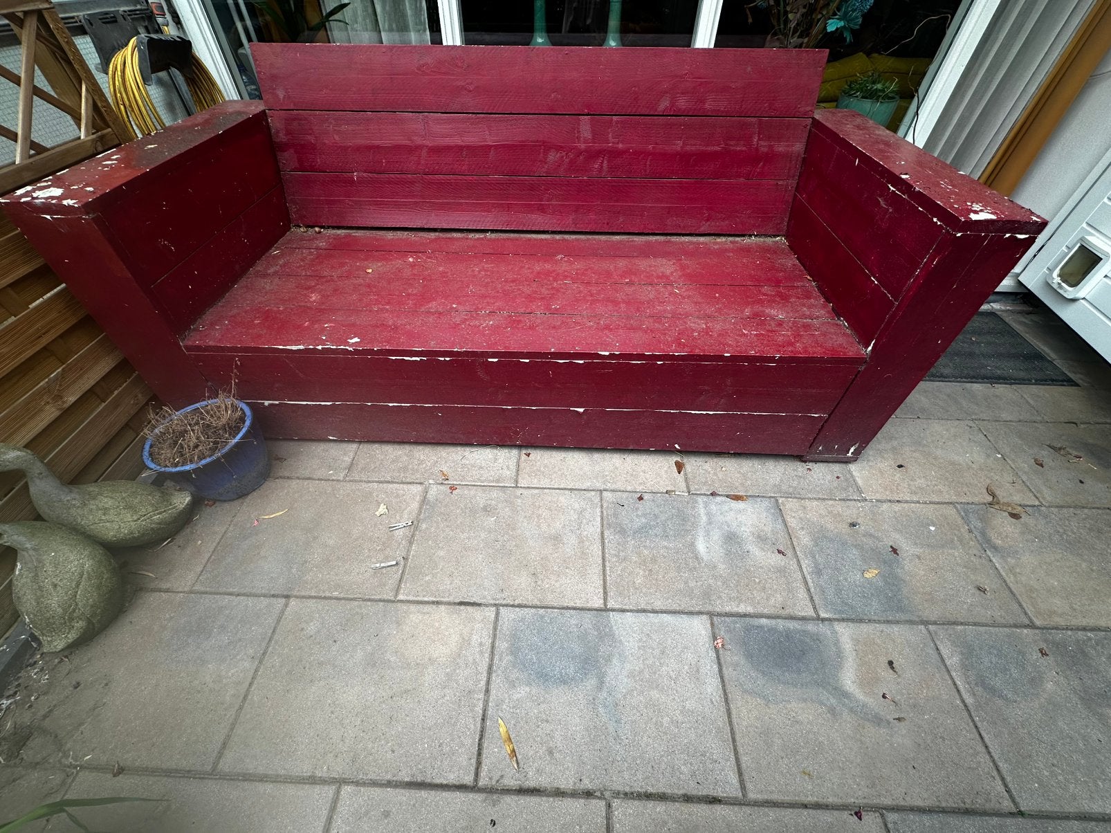 Sloophouten tuinbank gratis, Ophalen of Verzenden, Gebruikt, Hout