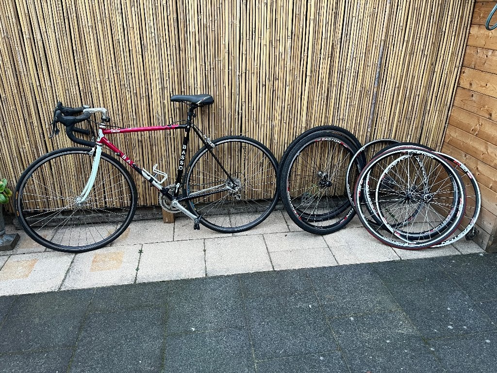 Klassieke Basso Loto racefiets Columbus SLX 3 extra wielsets, Gebruikt, Staal, Velgrem, 49 tot 53 cm