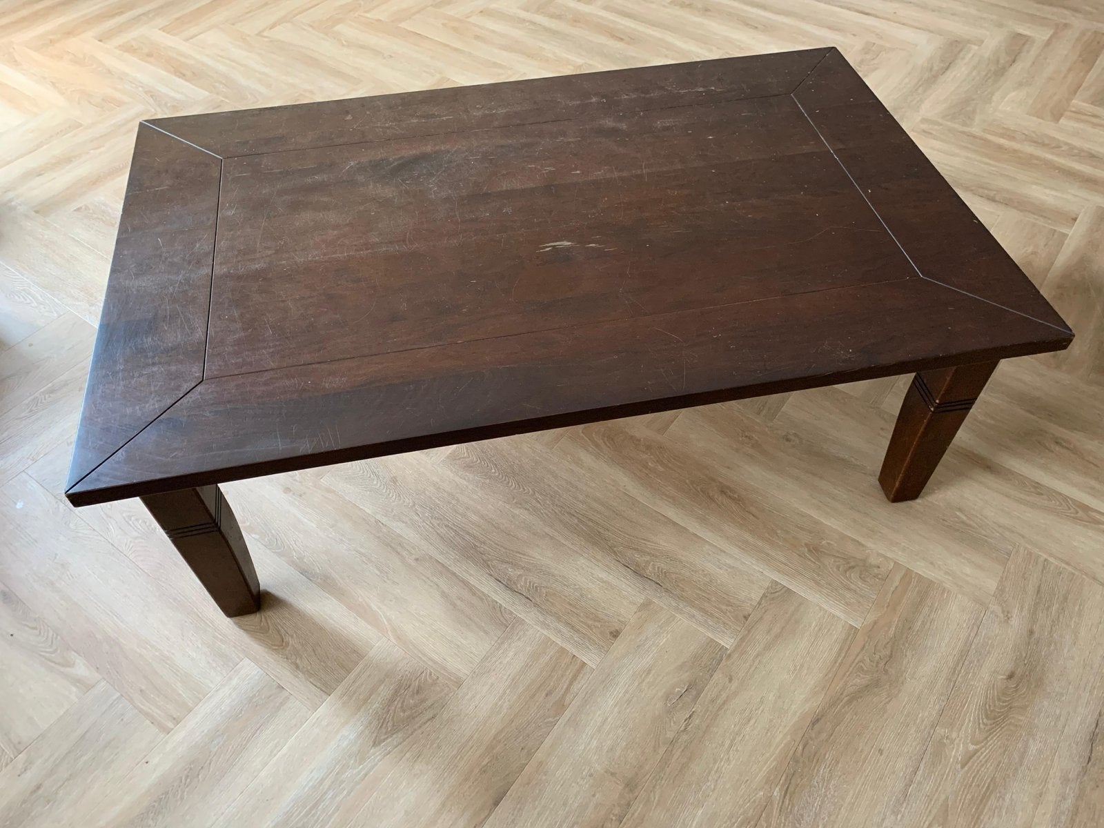 Donkere kersenhouten tafel 130x80 met lade, Ophalen, Gebruikt, 100 tot 150 cm, 50 tot 100 cm