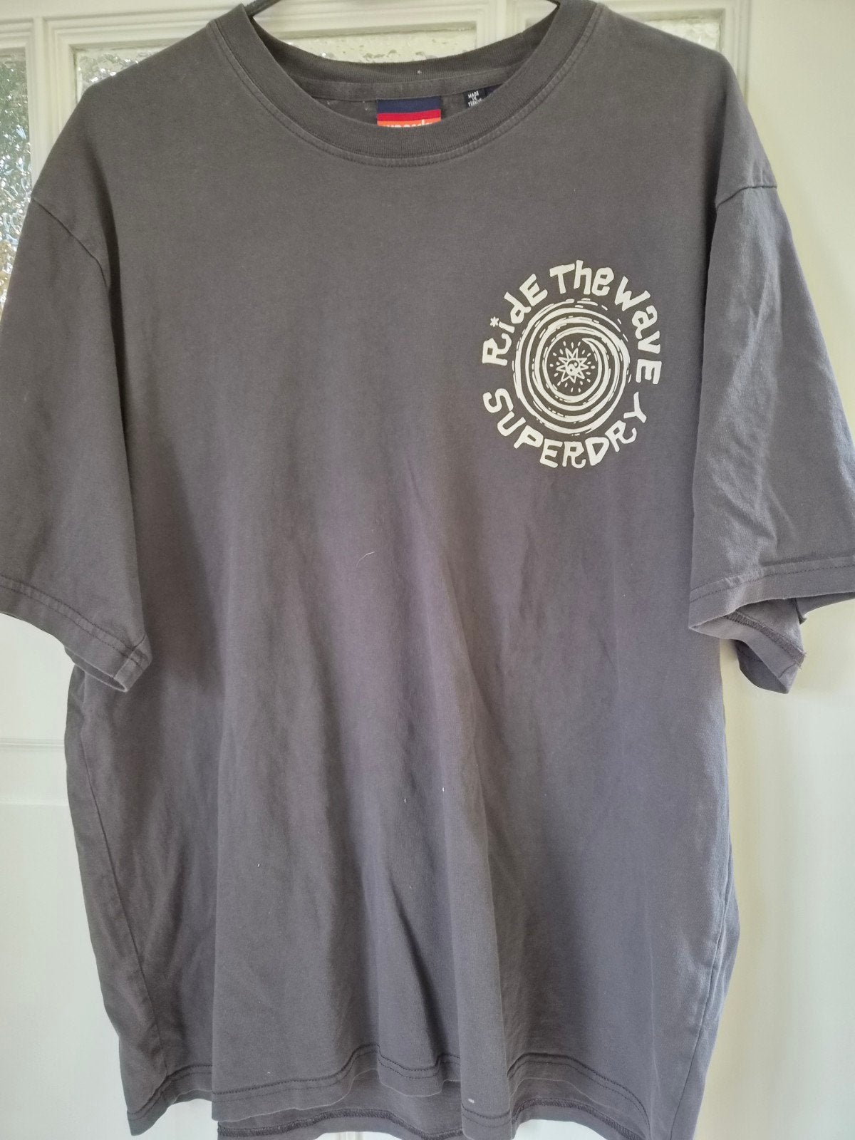 Superdry T-shirt met skelet surfprint - Maat XL, Maat 56/58 (XL), Ophalen of Verzenden, Grijs, Gedragen