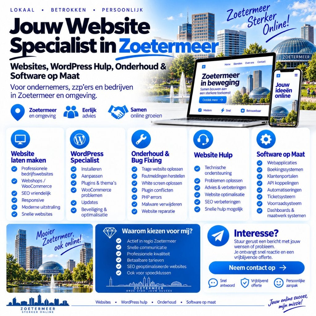 Website Laten Maken & WordPress Hulp Zoetermeer, Vanaf 3 jaar, Geschikt als bijbaan, Freelance of Uitzendbasis, 33 - 40 uur