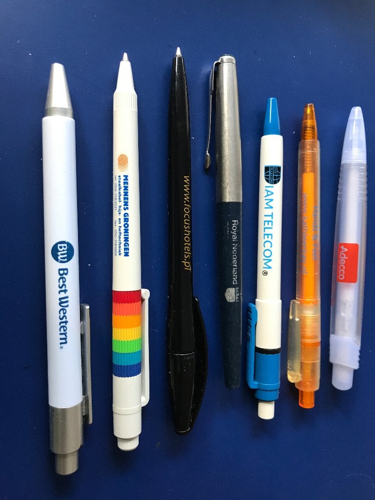 Diverse Reclamepennen - Set van 7, Overige merken, Pennenset, Gebruikt, Ophalen of Verzenden