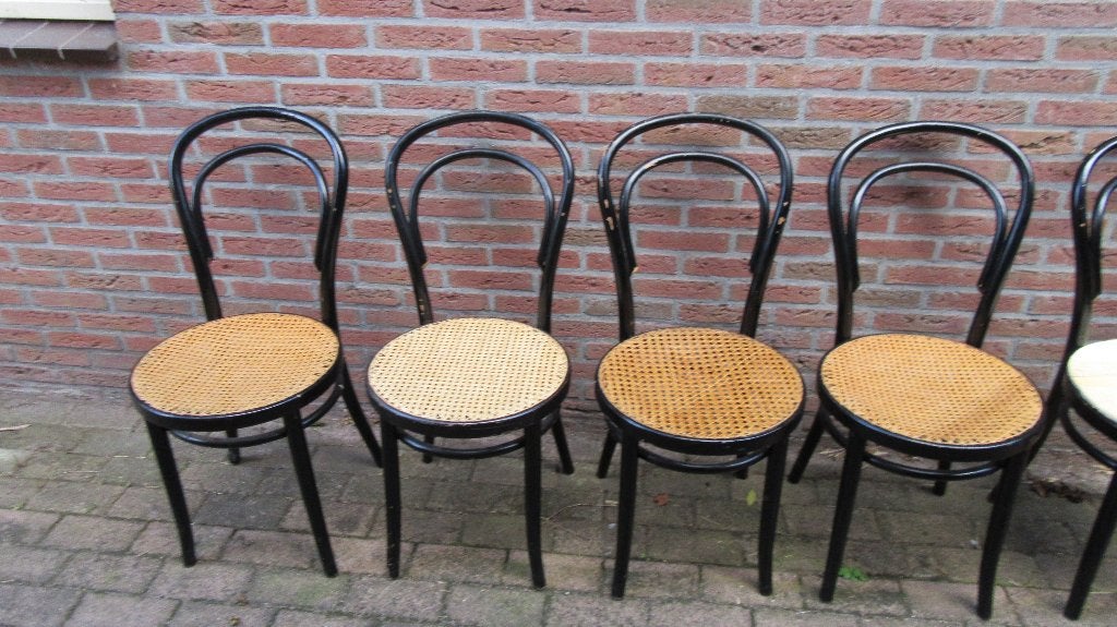 Caféstoelen 6 stuks model Thonet nr.14+ stoel model nr.18, Ophalen, Gebruikt, Zwart, Thonet
