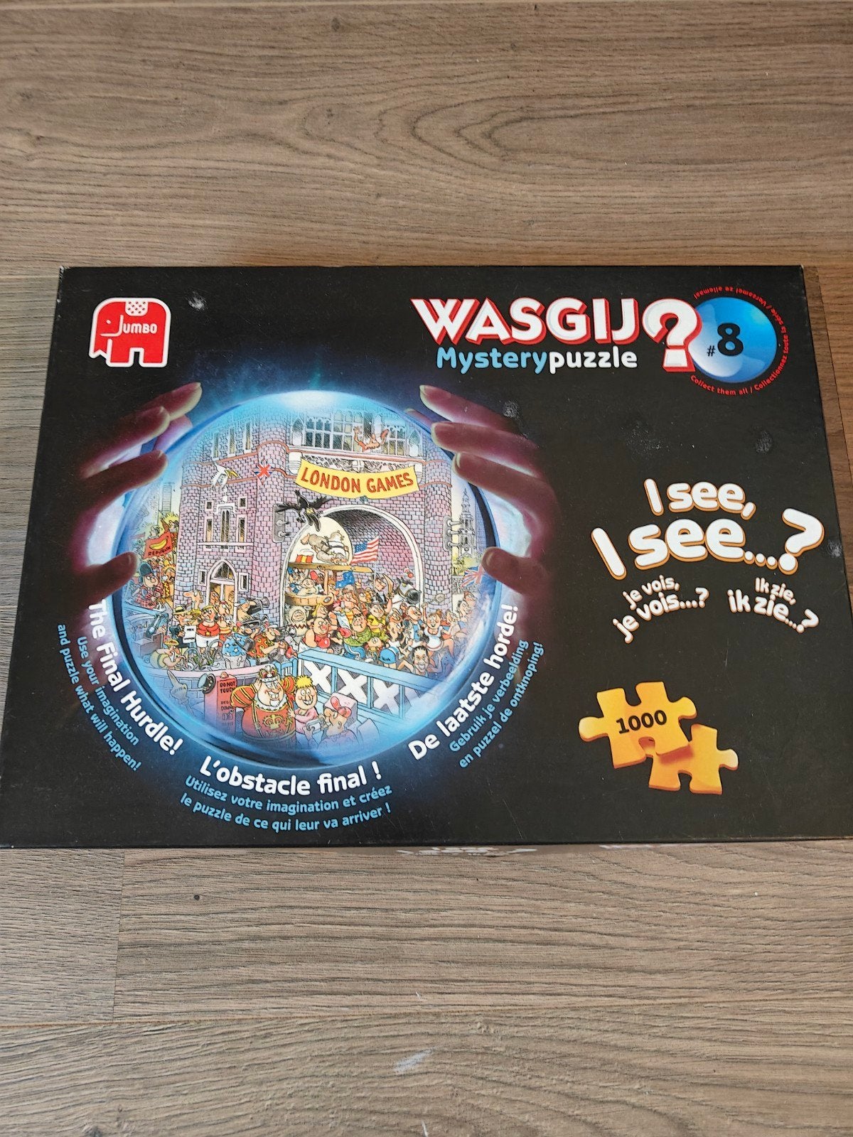 Wasgij Mystery Puzzel #8: The Final Hurdle! 1000 stukjes, Ophalen of Verzenden, 500 t/m 1500 stukjes, Gebruikt, Legpuzzel