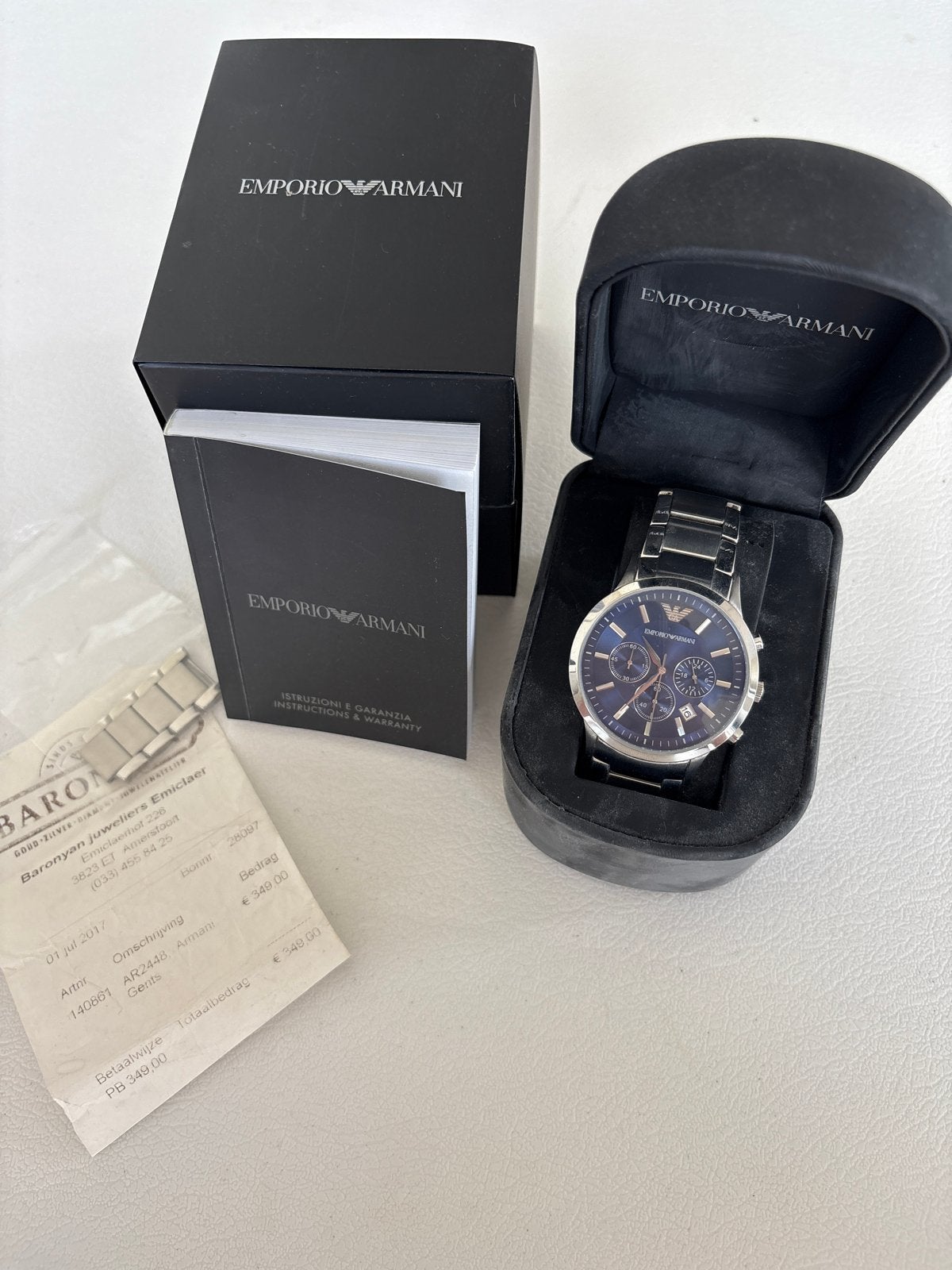Emporio Armani AR2448 Herenhorloge - licht gebruikt, Staal, Polshorloge, Zo goed als nieuw, Ophalen