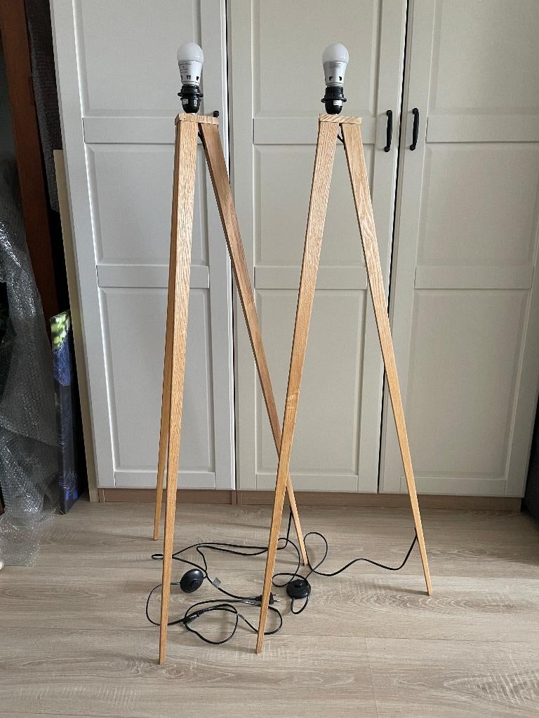Zuiver Tripod vloerlamp 2x wood, Huis en Inrichting, Lampen | Vloerlampen, Ophalen, Zo goed als nieuw, Hout, 150 tot 200 cm