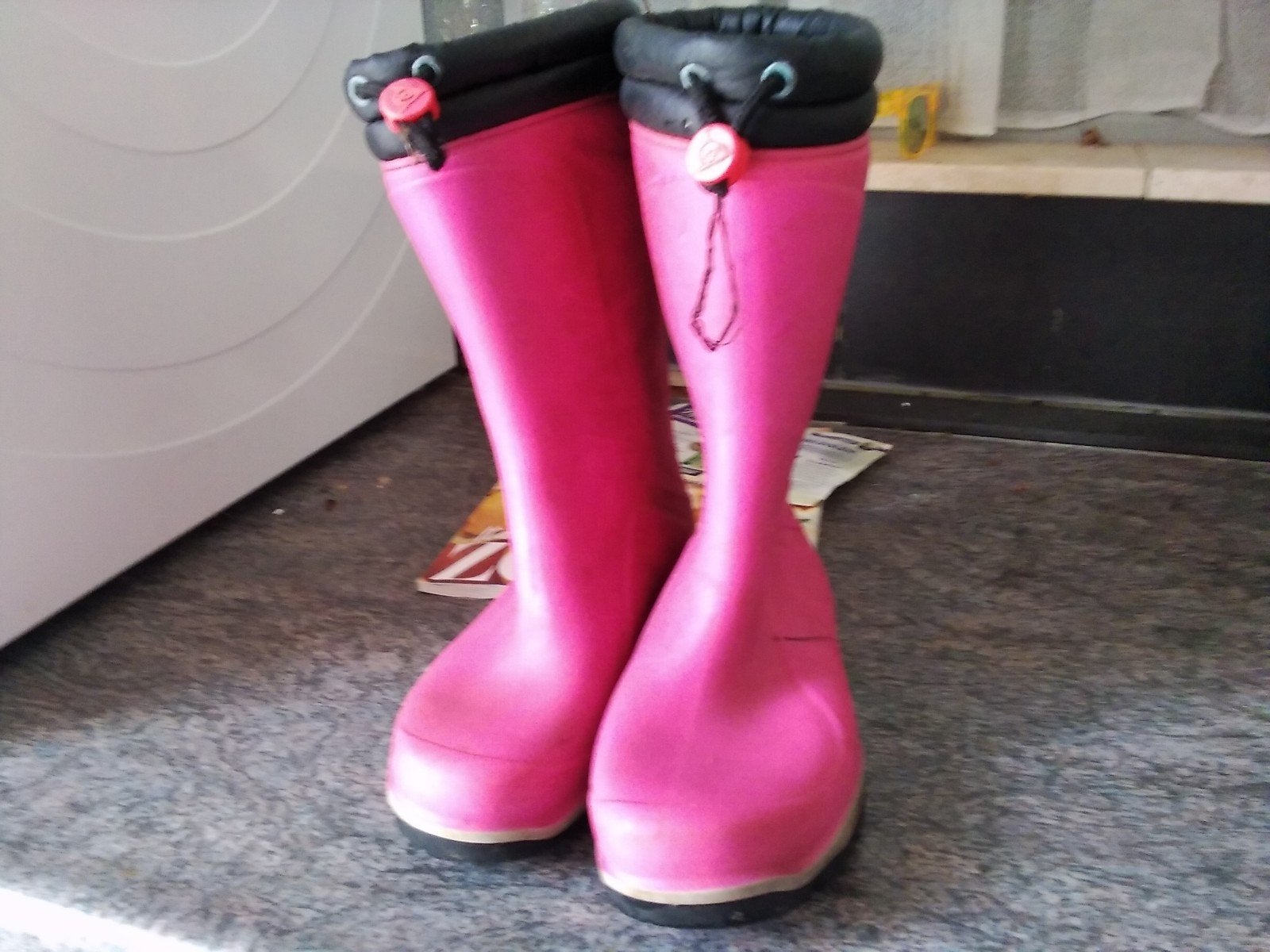 Gevoerde roze rubberlaarzen maat 35, Jongen of Meisje, Ophalen of Verzenden, Laarzen, Zo goed als nieuw
