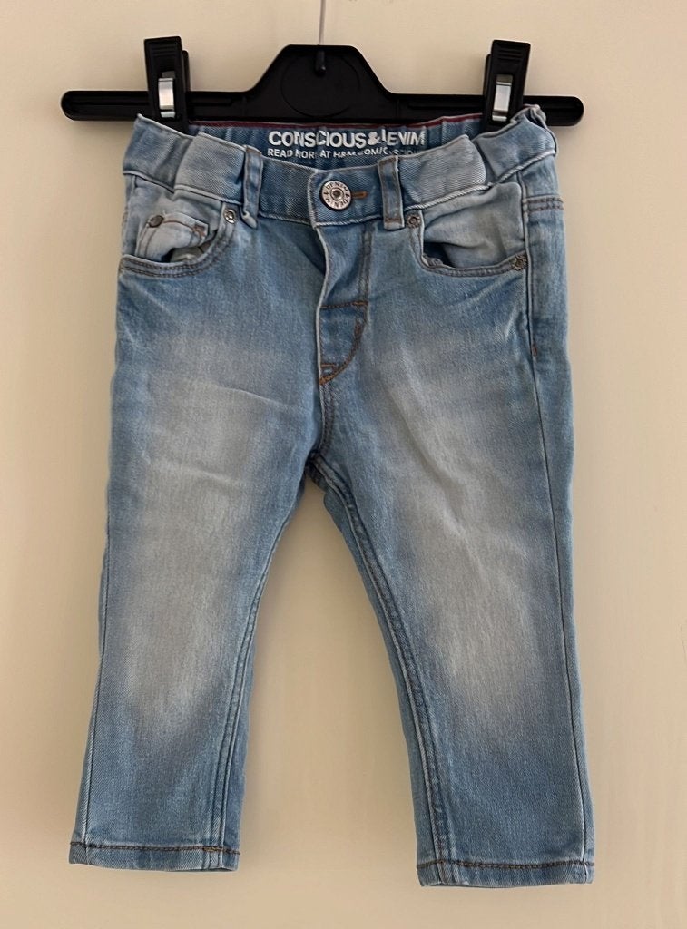 H&M slimfit jeans maat 68, Kinderen en Baby's, Babykleding | Maat 68, Broekje, Verzenden, H&M, Zo goed als nieuw