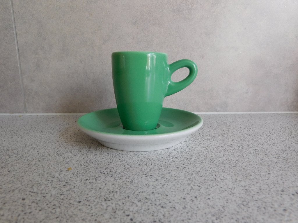 Espresso kop 80 ml.en schotel Groen Walkure, Overige merken, Ophalen of Verzenden, Zo goed als nieuw, Overige stijlen