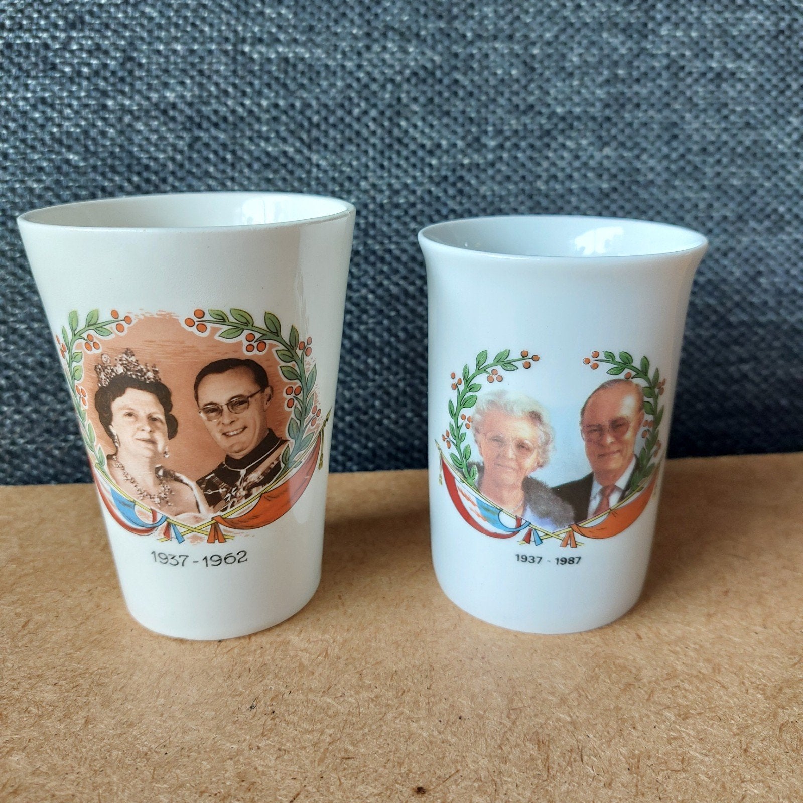 2 Juliana & Bernhard herdenkingsbekers 1937-1962 & 1937-1987, Ophalen of Verzenden