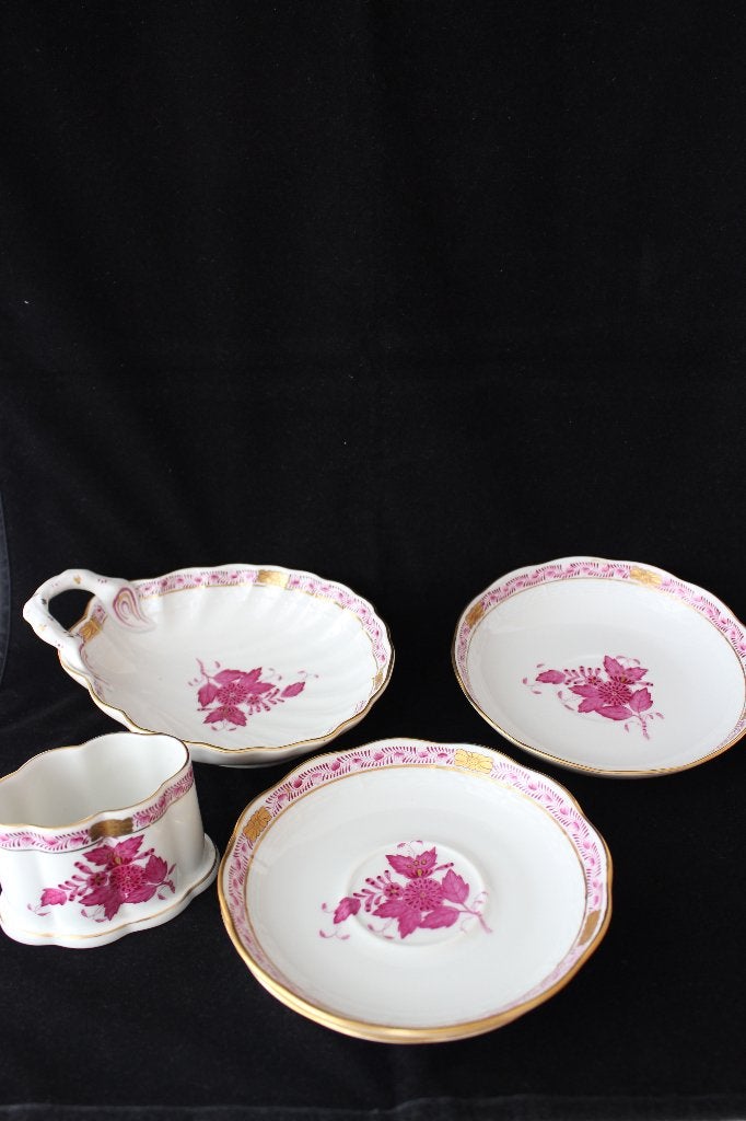 Vintage Herend Apponyii rose porseleinen serviesdelen, Ophalen of Verzenden