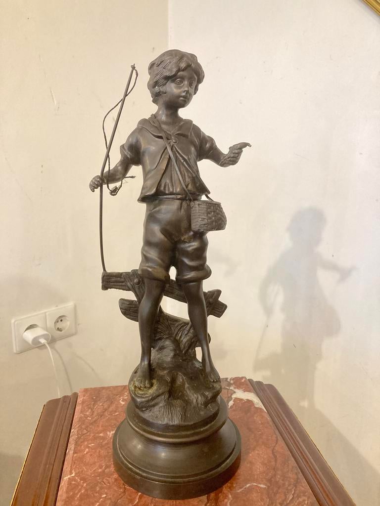 Bronzen beeld visser 45 cm hoog, Ophalen