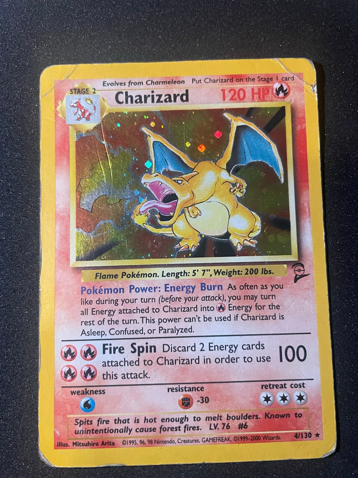 Charizard 4/130 Base Set 2 Pokémon Kaart, Hobby en Vrije tijd, Verzamelkaartspellen | Pokémon, Ophalen of Verzenden, Gebruikt