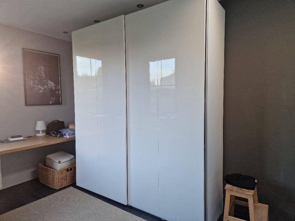 Schuifdeuren pax kast Ikea 2 x 2.36 m wit hoogglans, Ophalen, Zo goed als nieuw, 200 cm of meer