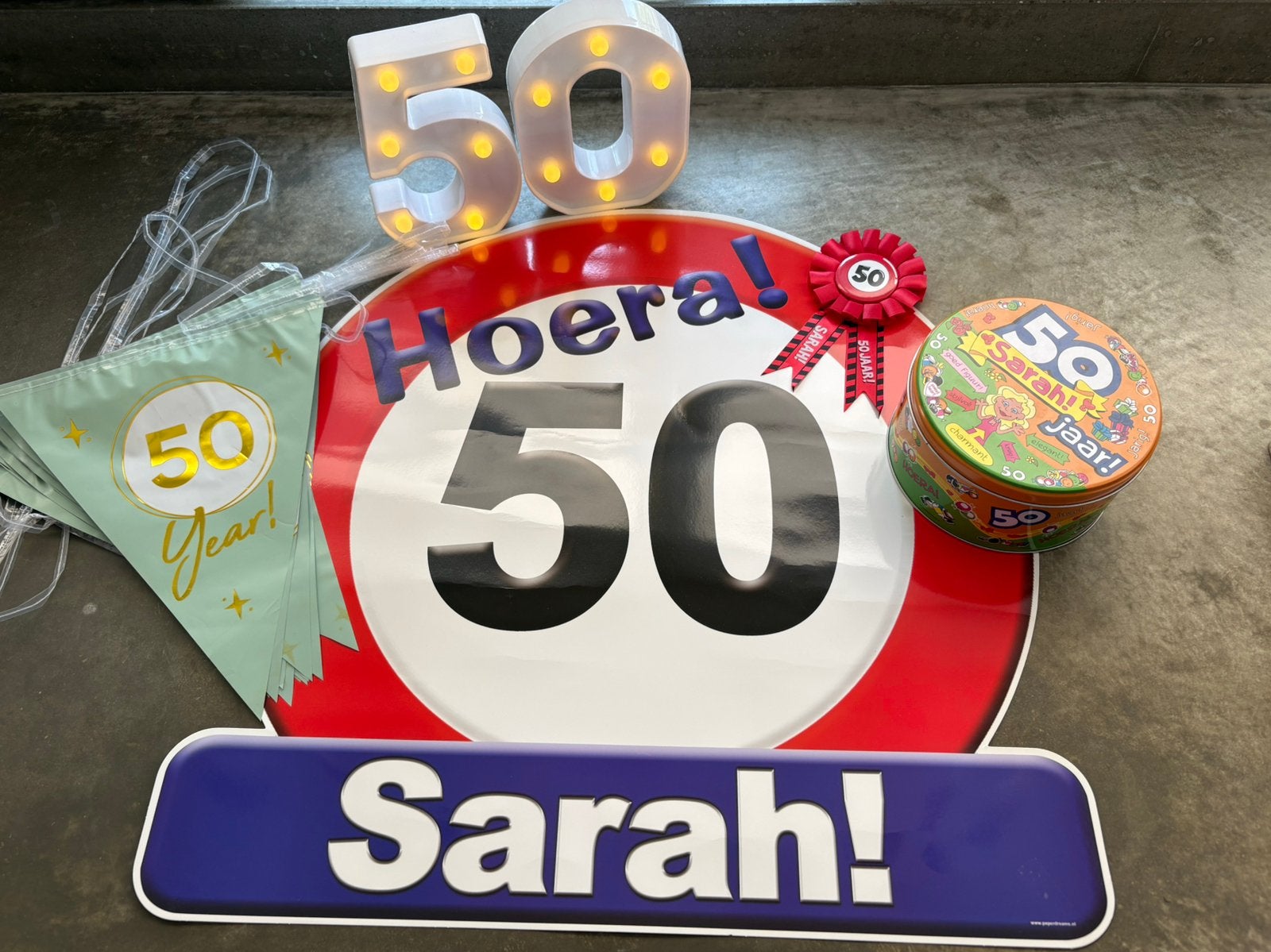 Sarah versiering 50 jaar, Ophalen, Zo goed als nieuw, Versiering, Verjaardag