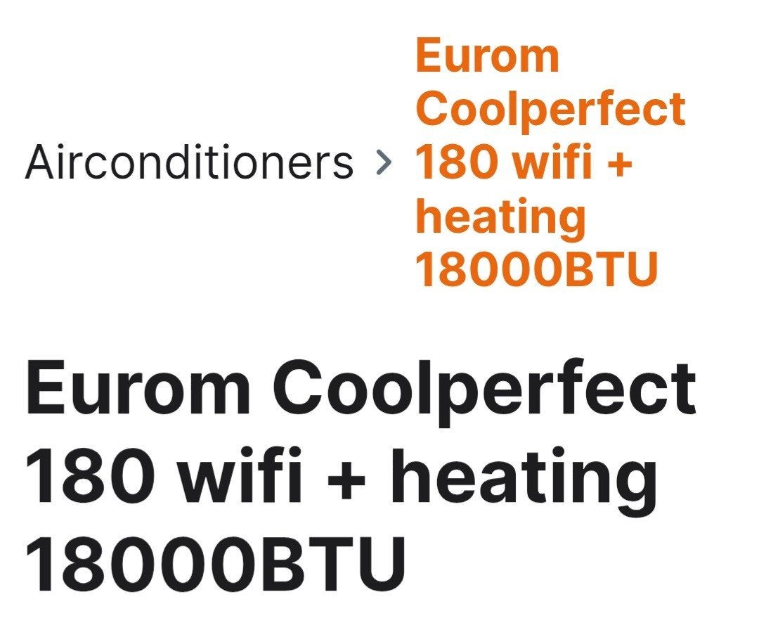 Eurom Coolperfect 180 Wifi Mobiele Airco met Verwarming, Witgoed en Apparatuur, Airco's, Zo goed als nieuw, Mobiele airco, 100 m³ of groter