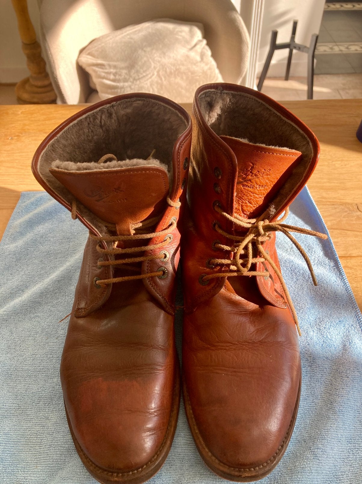 Cognac Hoge Greve Schoenen Maat 42, Ophalen, Bruin, Boots, Gedragen