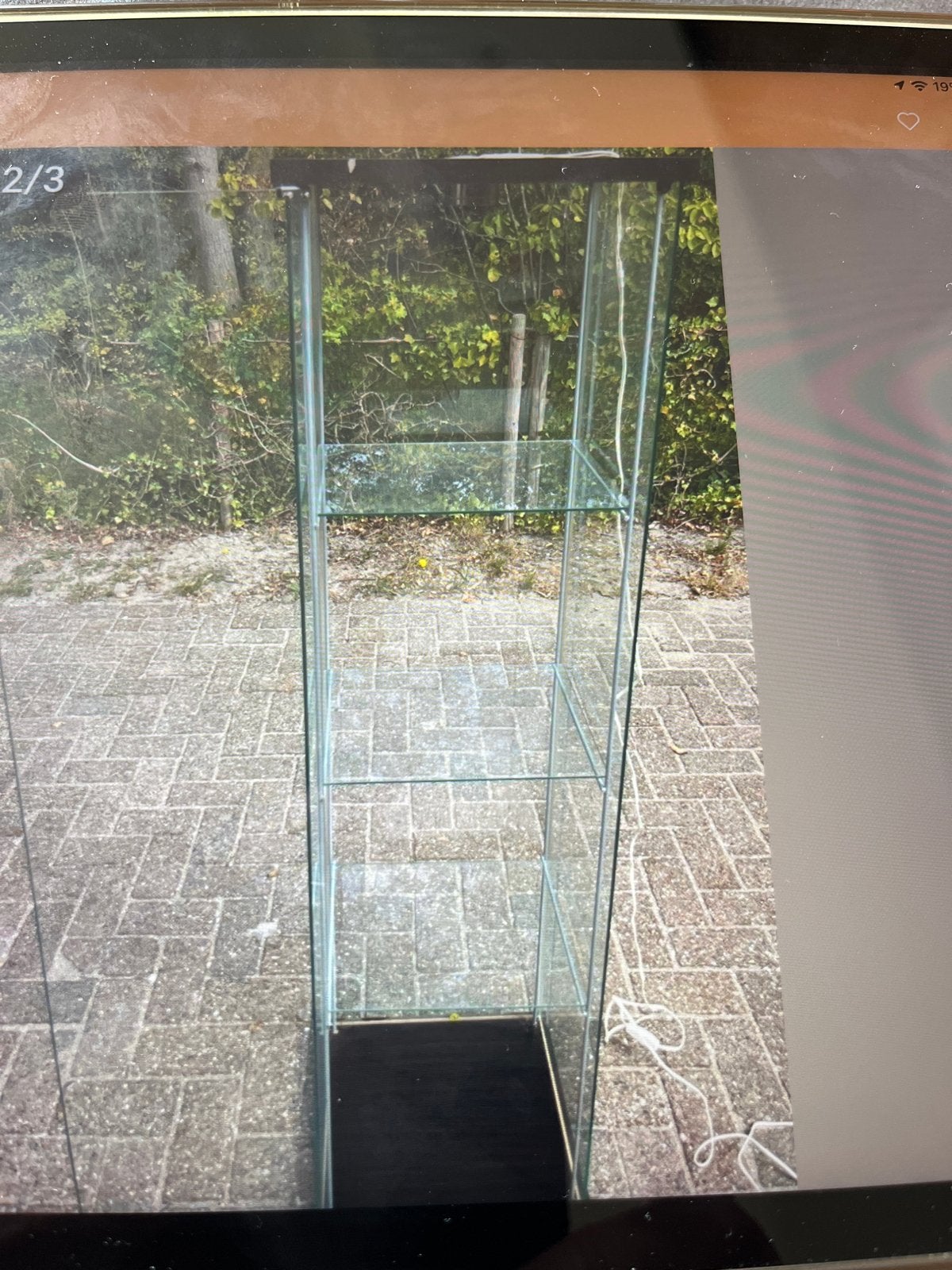 Glazen vitrinekast, Huis en Inrichting, Ophalen, Minder dan 50 cm, Gebruikt, Glas