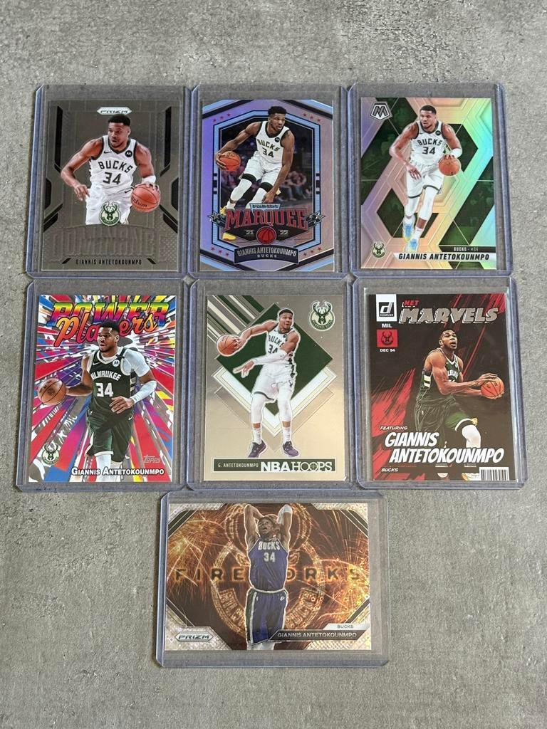 Giannis Antetokounmpo NBA basketbalkaarten (7 st), Ophalen of Verzenden, Zo goed als nieuw, Meerdere plaatjes