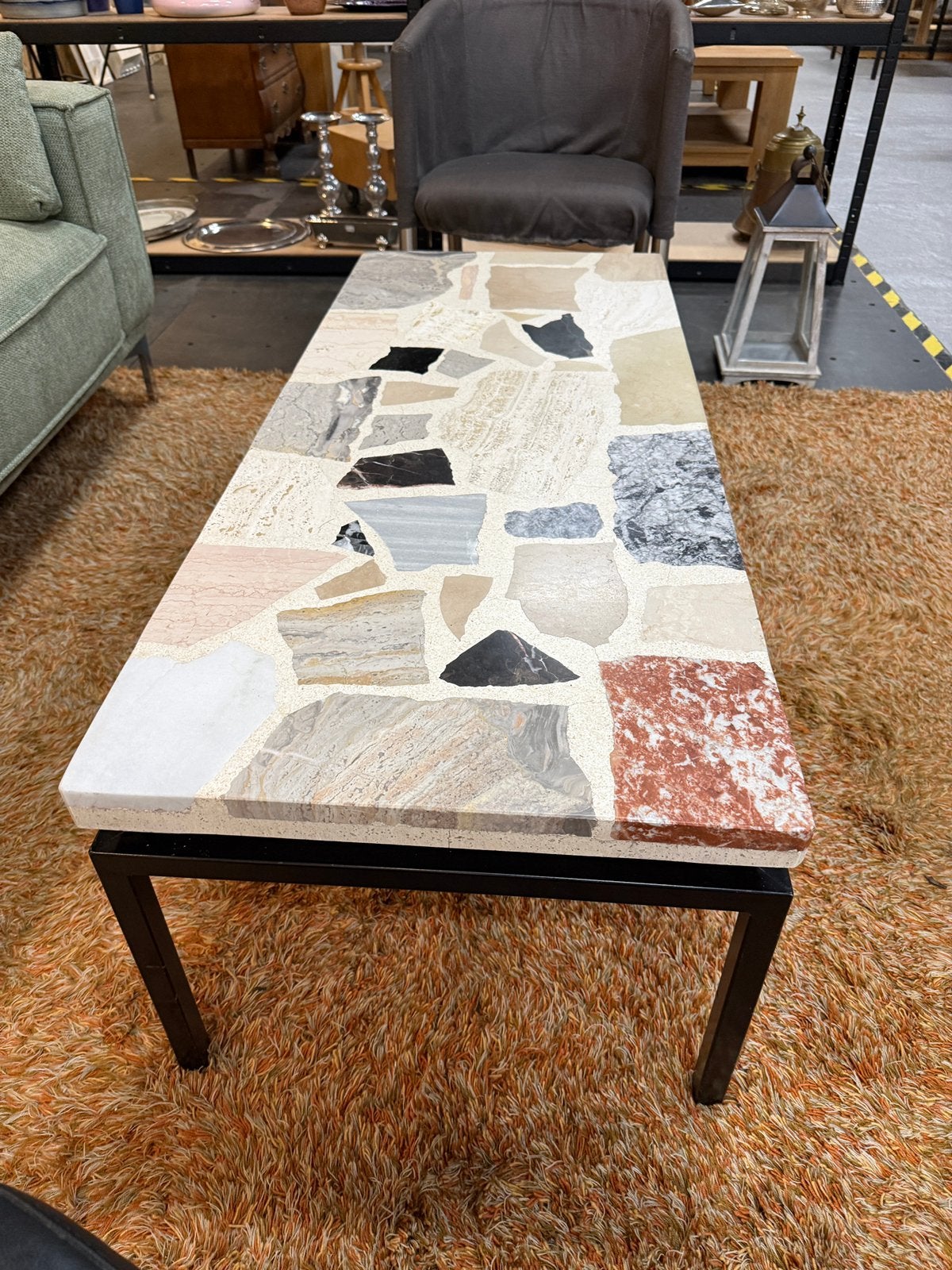 Vintage Terrazzo Salontafel Jaren '60 - Uniek Mozaïek Blad, Huis en Inrichting, Tafels | Salontafels, .., Gebruikt, 100 tot 150 cm