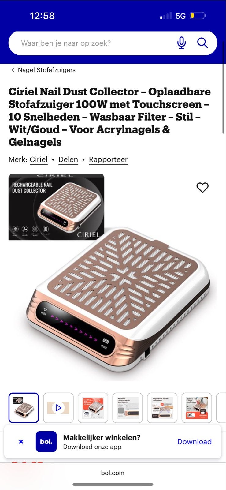 Ciriel Oplaadbare Nagelstofafzuiger. Nieuw €61,95, Overige merken, Overige typen, Ophalen of Verzenden, Minder dan 1200 watt
