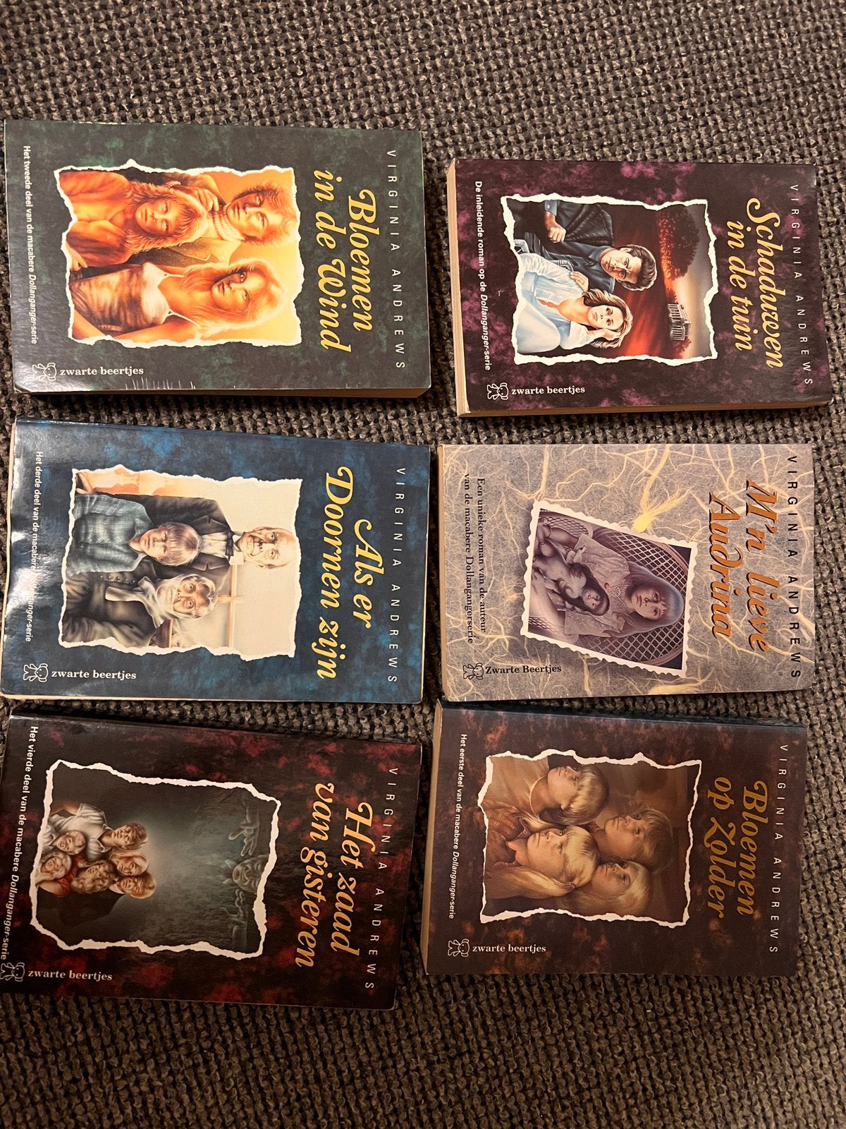 Virginia Andrews Zwarte Beertjes Roman 6x Dolleganger serie, Boeken, Ophalen of Verzenden, Zo goed als nieuw, Virginia Andrews