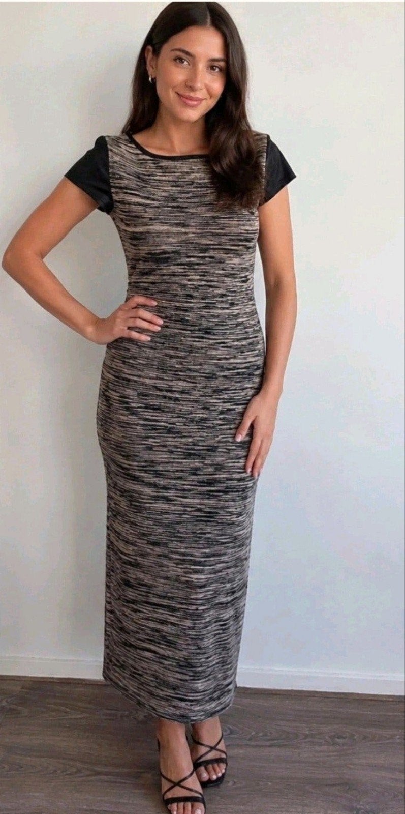 Stijlvolle New Look jurk met lederlook mouwen - Maat 38/40, Maat 38/40 (M), Meerkleurig, New Look, Ophalen of Verzenden