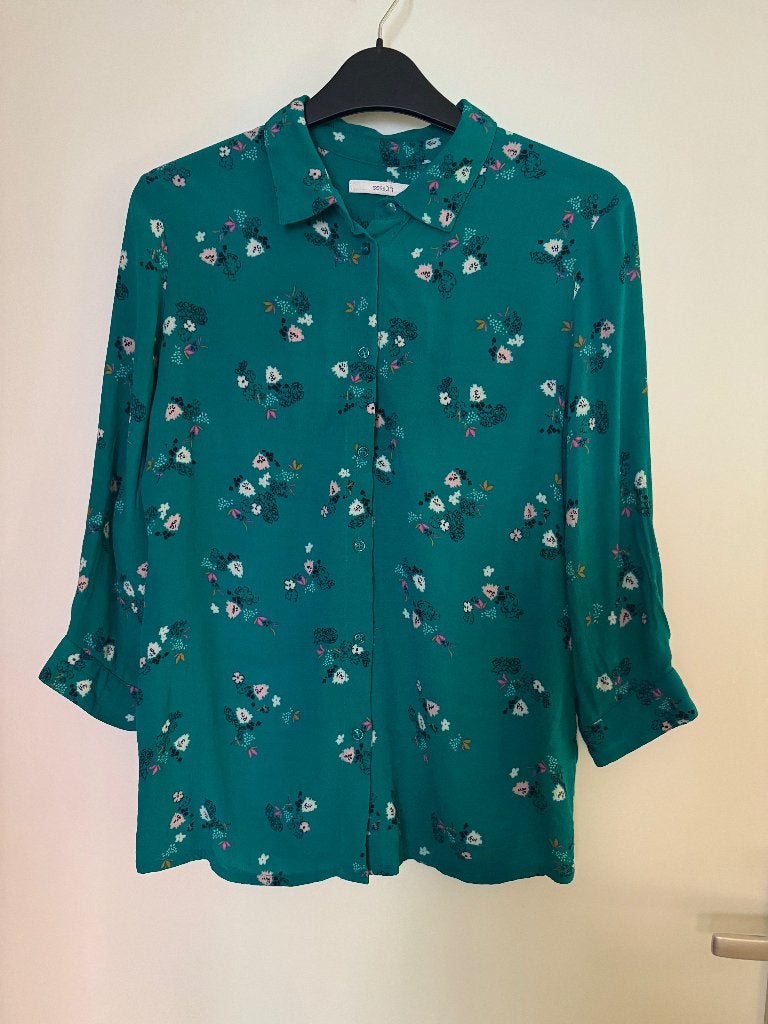 Sessùn Mina blouse groen bloemen maat S, Sessun, Ophalen of Verzenden, Zo goed als nieuw, Maat 36 (S)