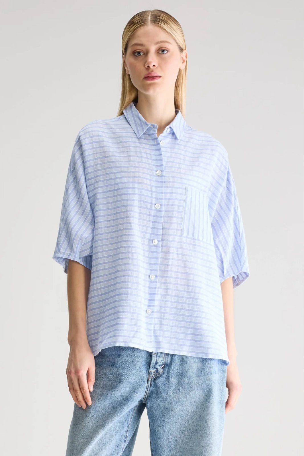 Bellerose gestreepte blouse, Kleding | Dames, Blouses en Tunieken, Zo goed als nieuw, Maat 38/40 (M), Blauw, Ophalen of Verzenden