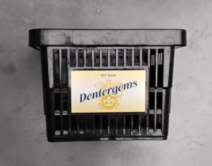 Vintage bierkratje wit bier Dentergems, brugse straffe Hendr, Ophalen, Zo goed als nieuw, Overige typen, Overige merken