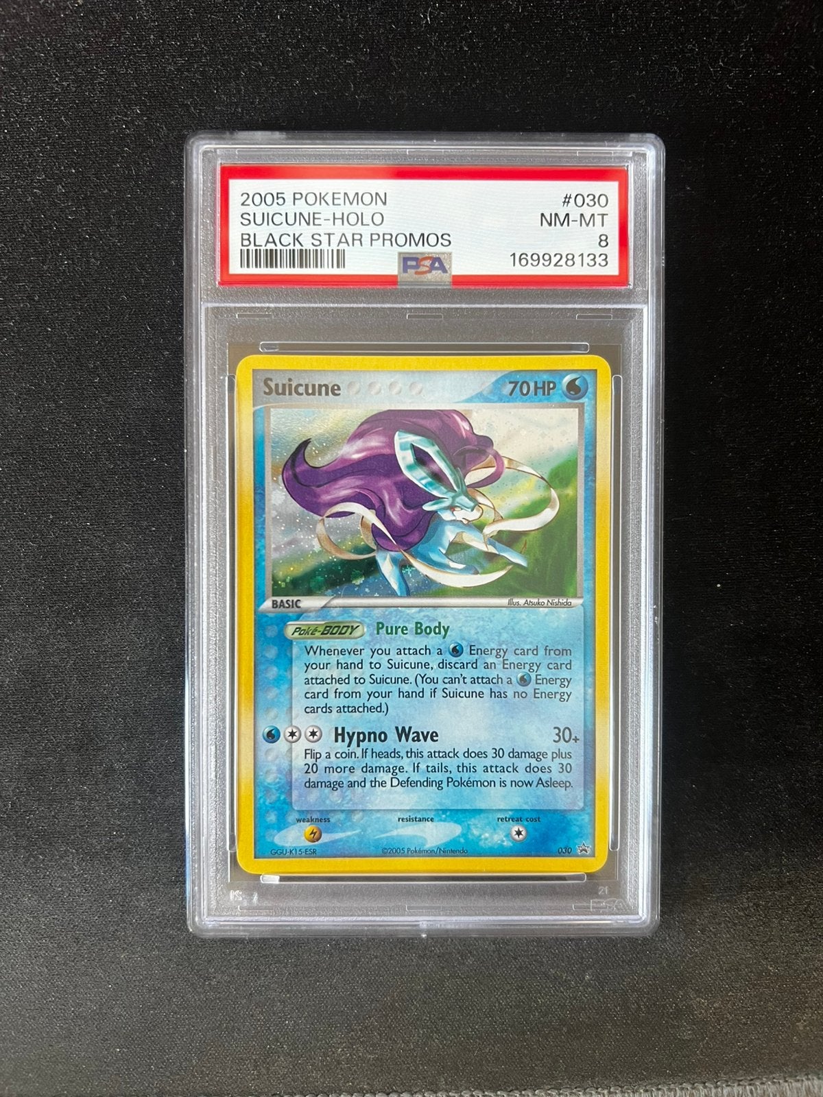 Suicune 30 Holo Pokemon Kaart PSA 8, Ophalen of Verzenden, Nieuw, Losse kaart, Foil