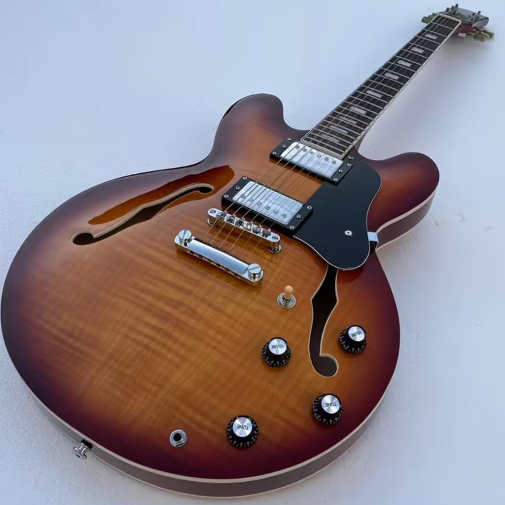 Vigorea Style halfakoestische elektrische gitaar Sunburst, Muziek en Instrumenten, Snaarinstrumenten | Gitaren | Bas, Ophalen of Verzenden
