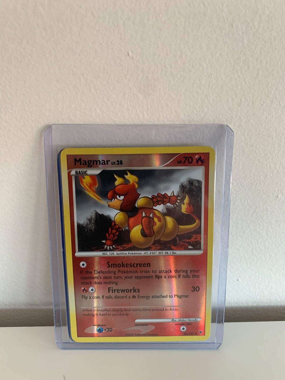 Pokémon Kaart Magmar Lv.28 - Reverse Holo, Ophalen of Verzenden, Gebruikt, Losse kaart