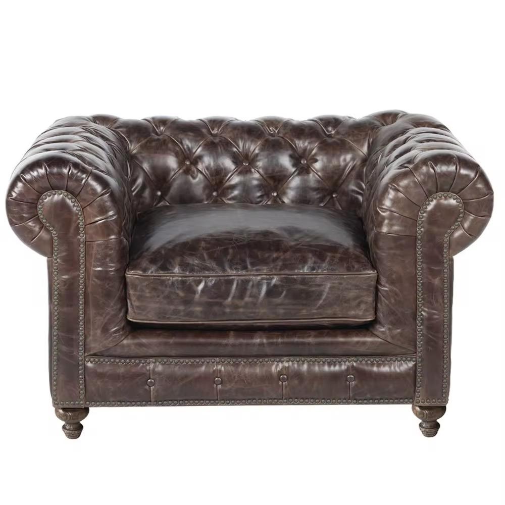 Leren Chesterfield Fauteuil – Tufted Cigar Club - Stoel, Huis en Inrichting, Fauteuils, Chesterfield, Klassiek, Vintage, Cigar Club, Cloudy Dark Brown