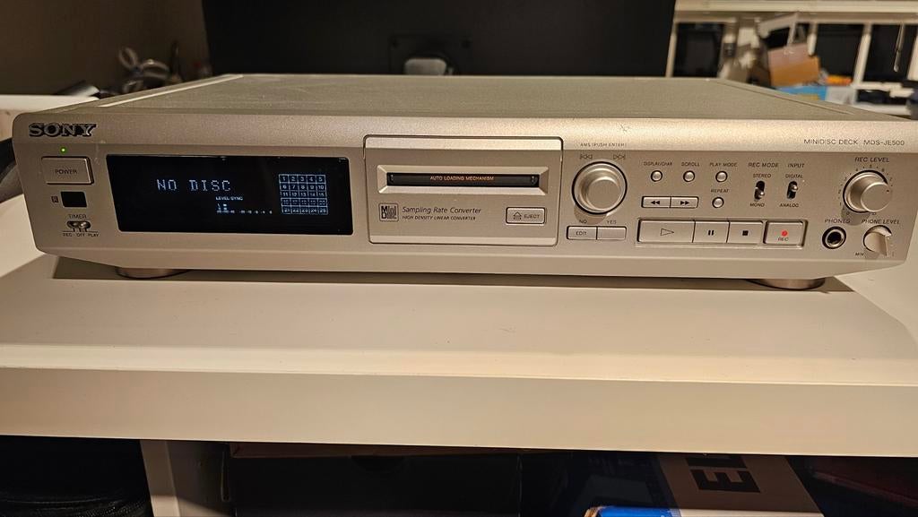 Sony MiniDisc Deck MDS-JE500 - Zilveren MD Speler/Recorder, Ophalen of Verzenden, Gebruikt