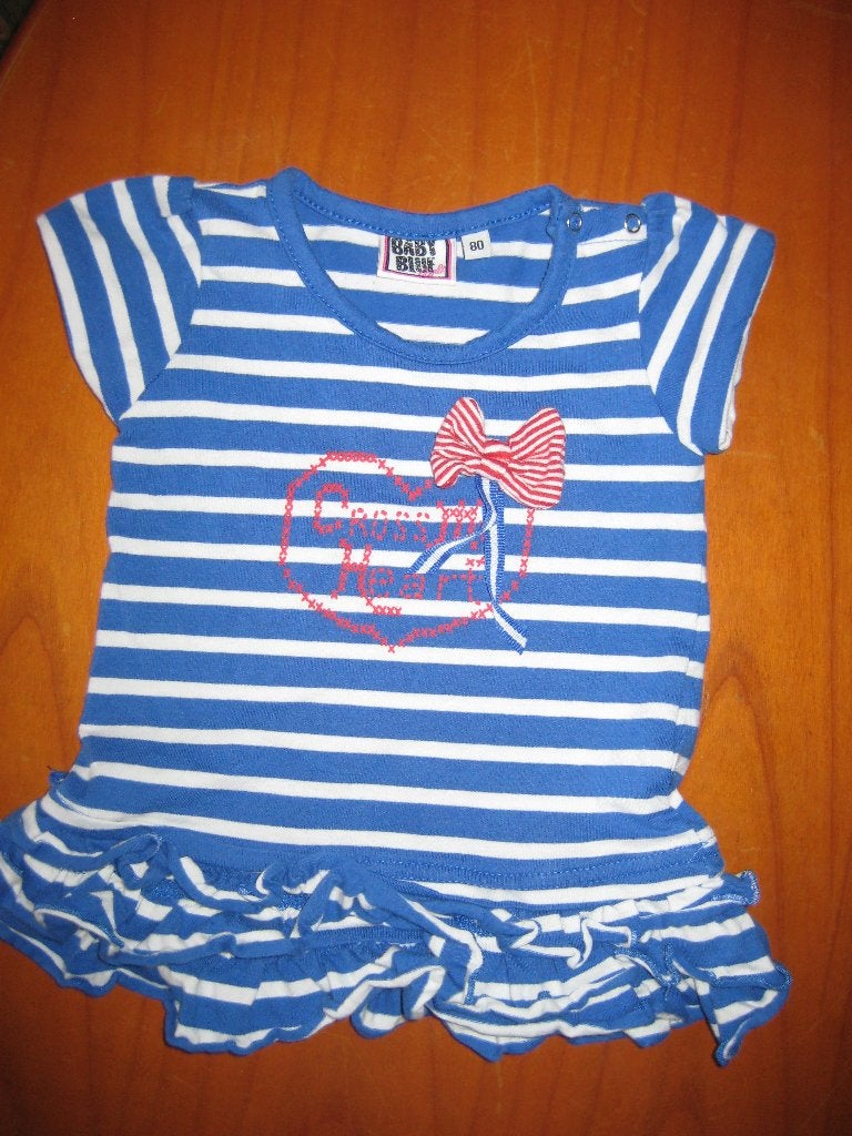 Blauw/wit gestreepd shirt, 80, Baby Nlue, Kinderen en Baby's, Ophalen of Verzenden, Zo goed als nieuw, Meisje, Shirtje of Longsleeve