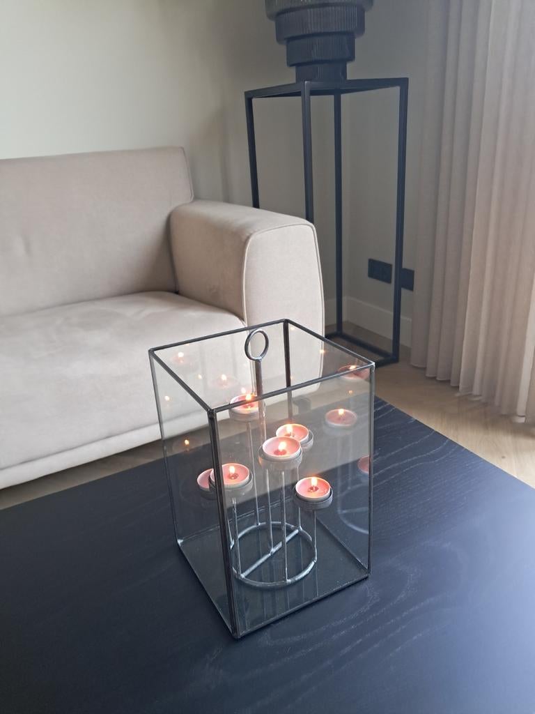 Glazen Kubus voor kandelaar of plantje, Ophalen, Gebruikt, Overige materialen, Kandelaar