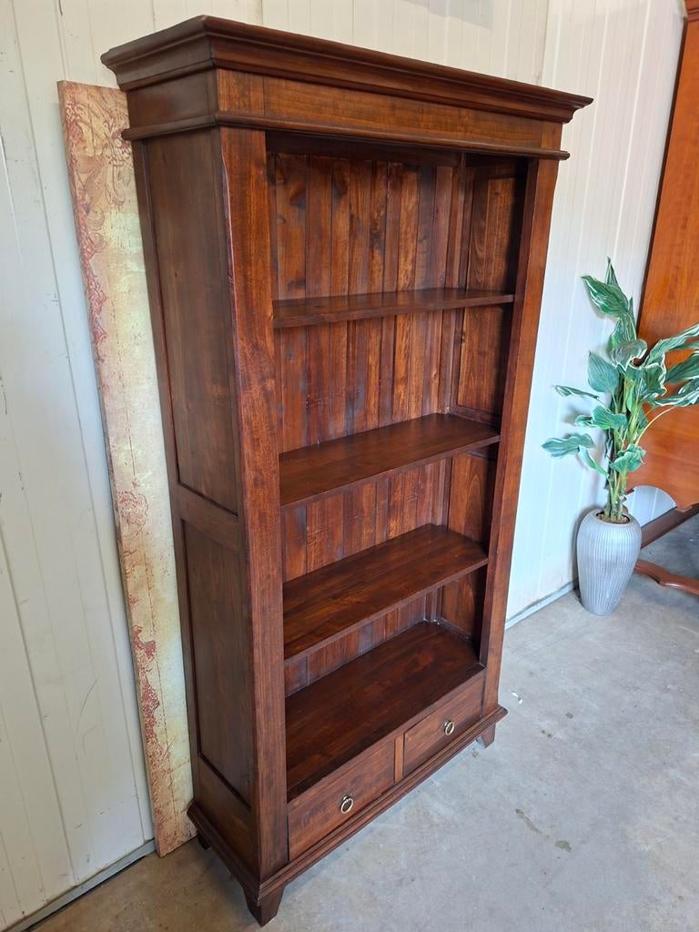 Klassieke boekenkast met 2 lades afm: 100x35cm en 185cm hoog, Ophalen of Verzenden, 25 tot 50 cm