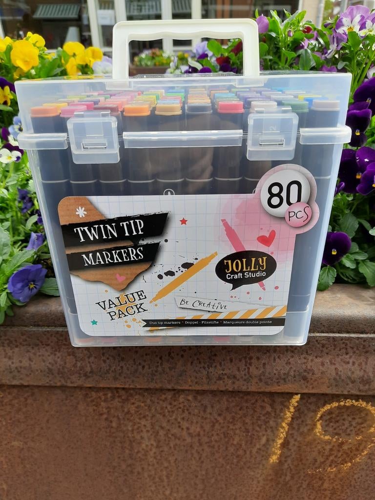 80 Twinmarkers op alcohol basis stiften in box, Jollycraft, Amsterdam, Nieuw, Ophalen of Verzenden