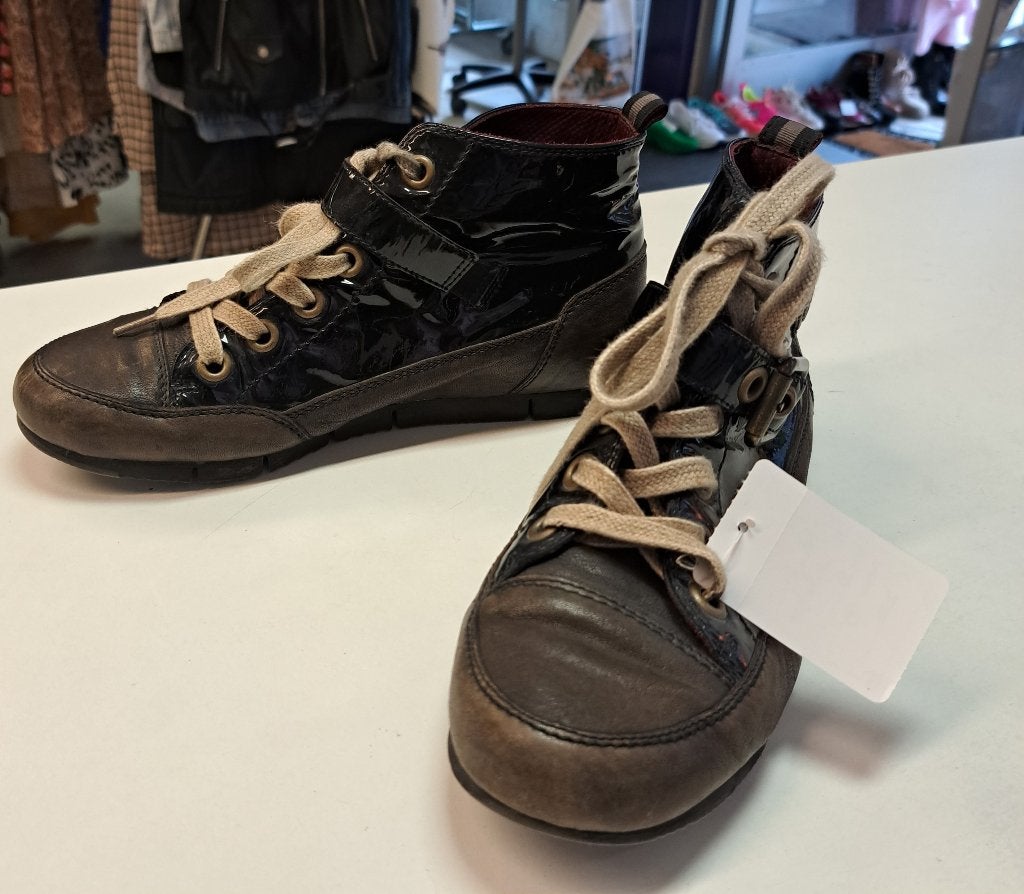 Paul Green half hoge sneaker /veter schoen lak leer 37 46984, ., Zwart, Ophalen of Verzenden, Paul Green