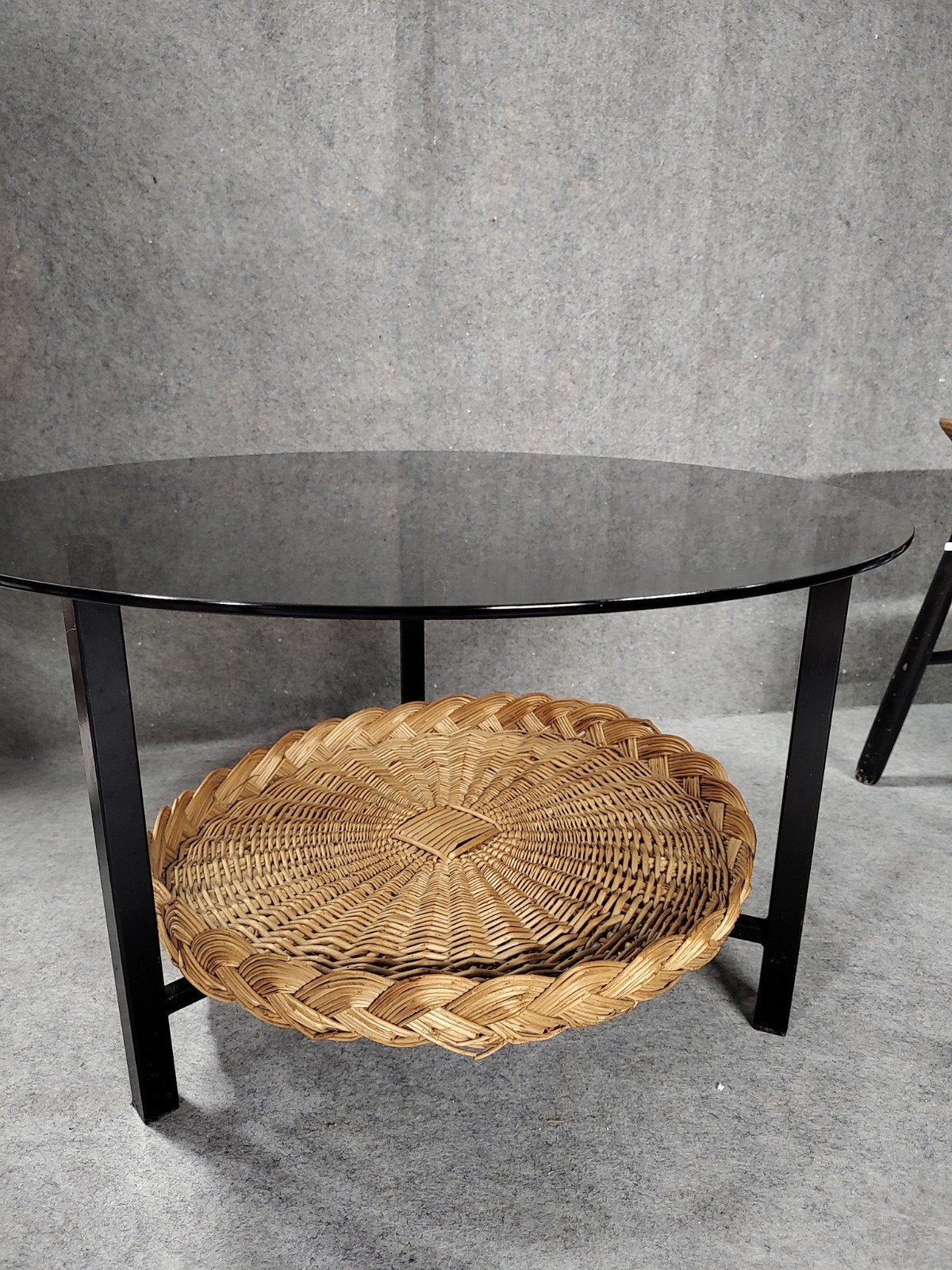 salontafel, Huis en Inrichting, Tafels | Salontafels, Gebruikt, 50 tot 100 cm, Glas, Vintage, ronde tafel, salontafel, retro