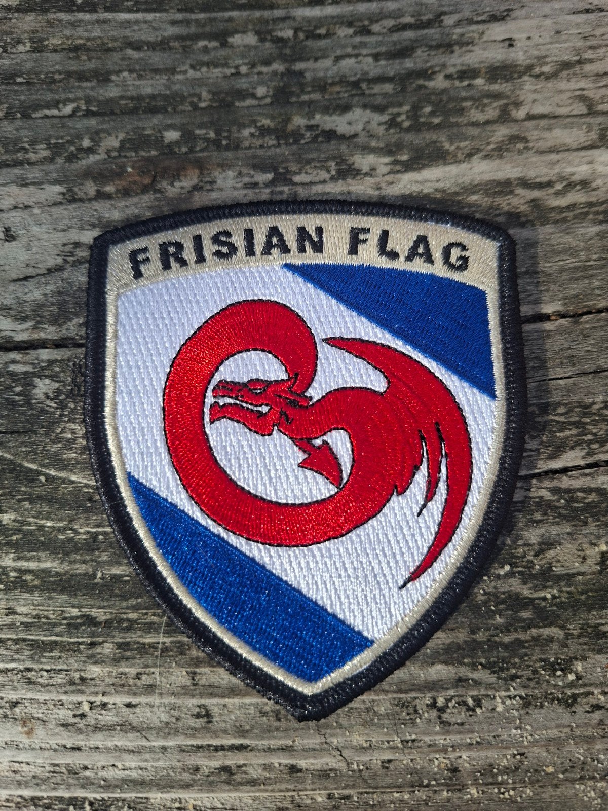 Geborduurde patch 'Frisian Flag' - Friese Vlag Draak, Ophalen of Verzenden