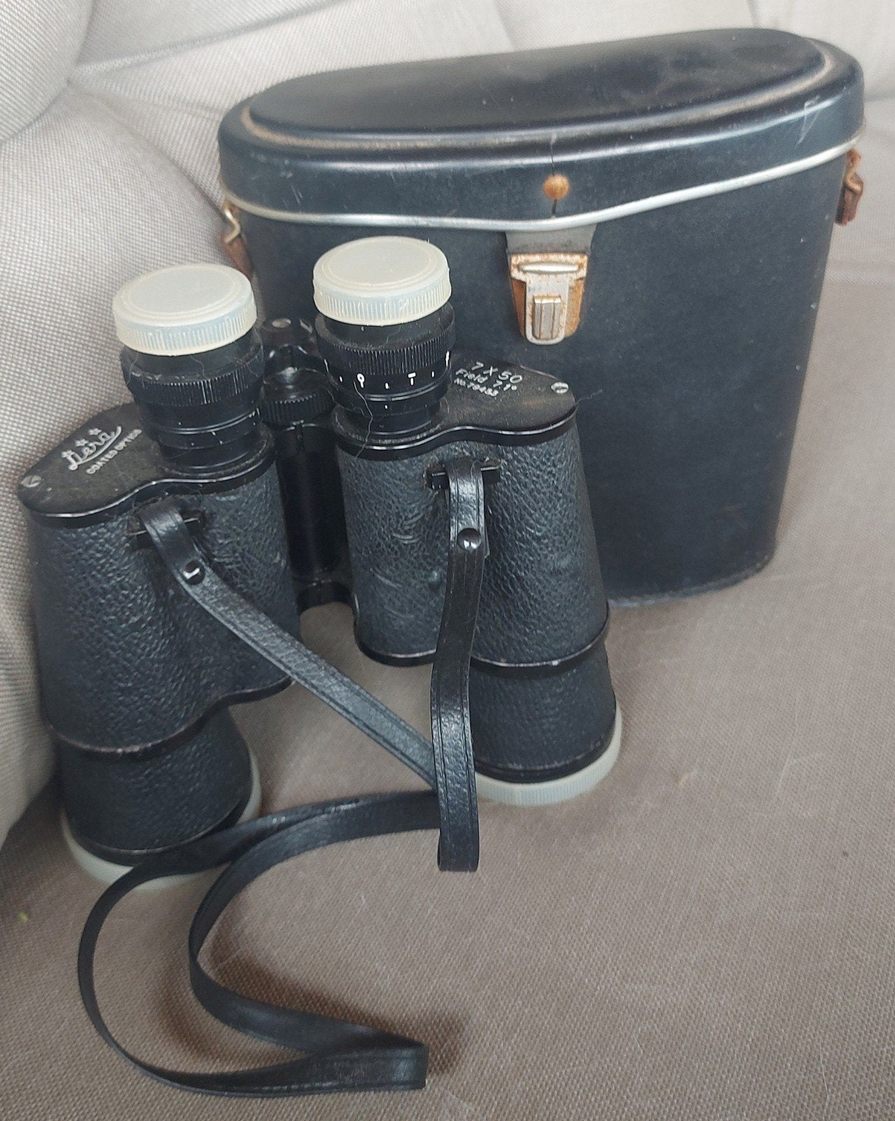 Vintage Liera Verrekijker 7x50 met Opbergkoffertje, Gebruikt, Minder dan 8x, Met hoes of tas, Porro (met knik)