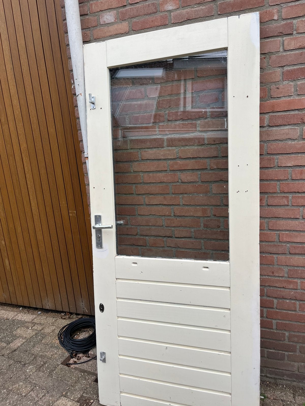 Hardhouten deur / tuindeur / schuurdeur 200,3 bij 87,8, Ophalen, 200 tot 215 cm, Hout, Buitendeur