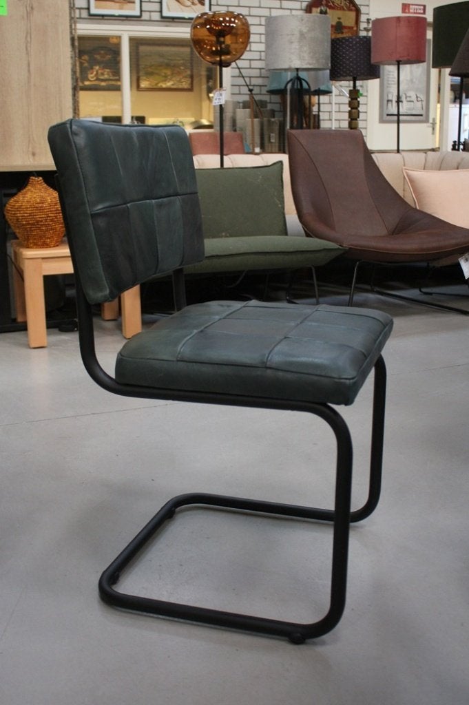 5 x eetkamerstoel Nelson Jess Design metaal leer sledestoel