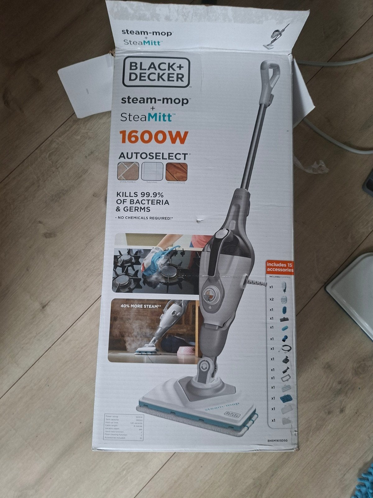 Black+Decker Steam-mop + SteaMitt 1600W Stoomreiniger, Witgoed en Apparatuur, Ophalen, Overige merken, Geschikt voor harde vloeren
