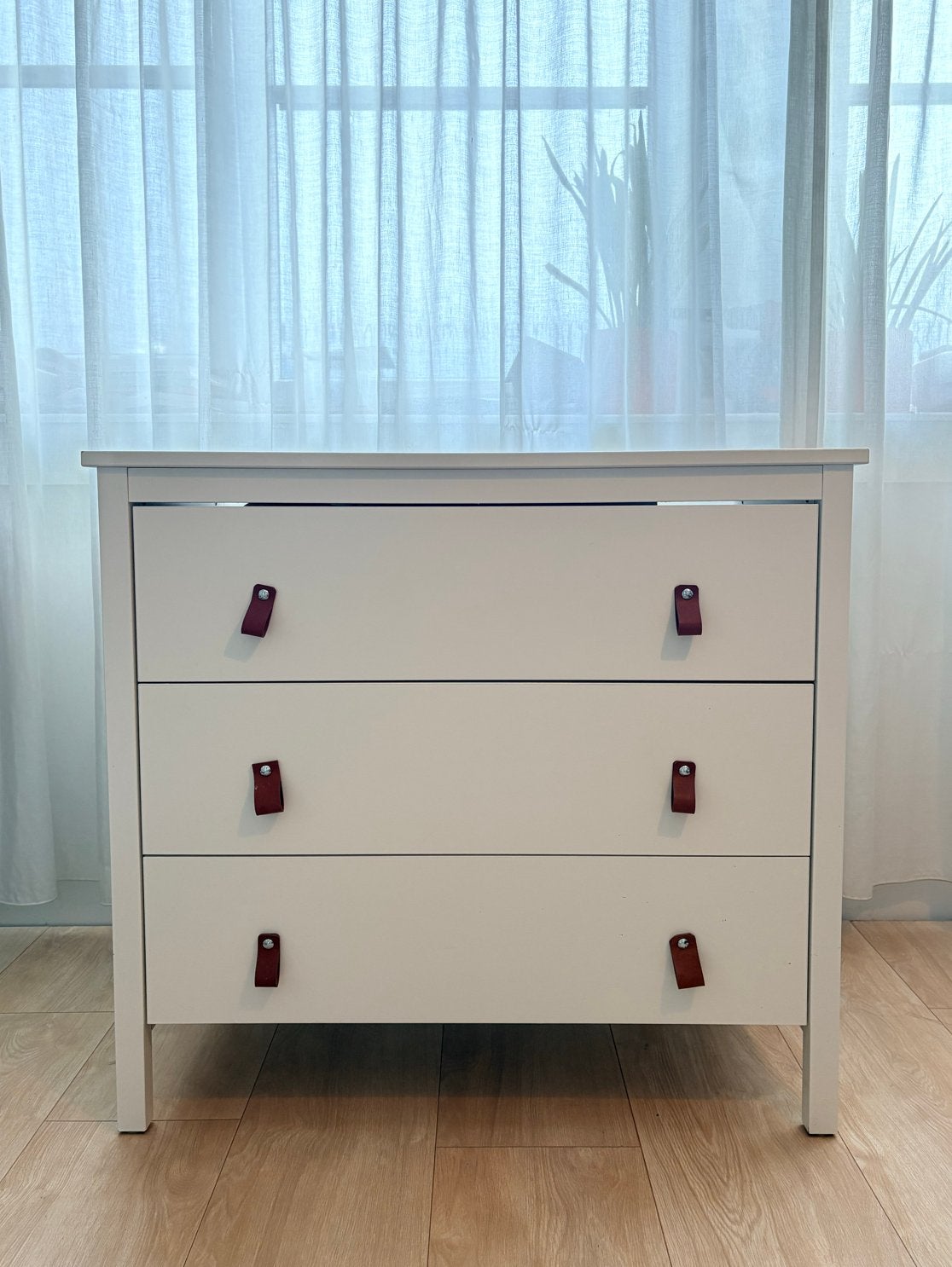 IKEA Koppang ladekast met lederen handgrepen, Ophalen, Gebruikt, 100 tot 150 cm, Koppang