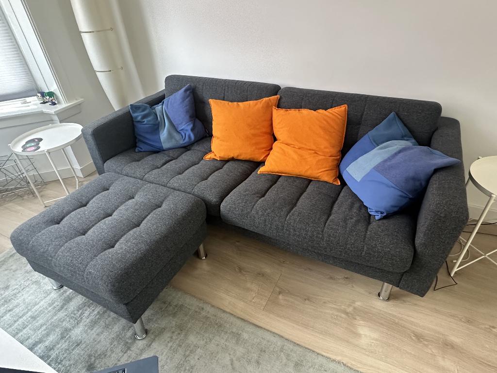 Bank met hocker, voordeel koopje!, Ophalen, Gebruikt, 150 tot 200 cm, Driepersoons