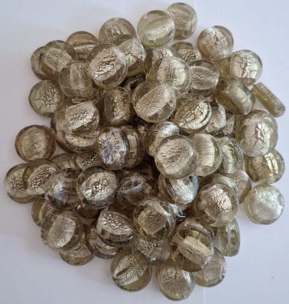Partij 1 kilo grote silverfoil ronde glaskralen 25 mm 7, Hobby en Vrije tijd, Verzenden, Nieuw, Kraal