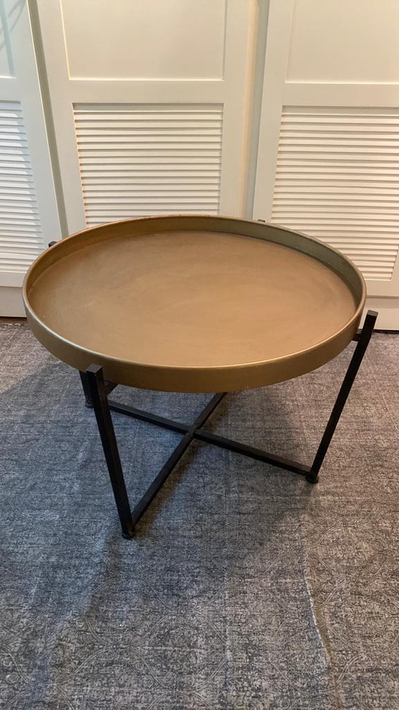 Dienblad diameter ca75 cm  goldmetal, Huis en Inrichting, Woonaccessoires | Dienbladen, Ophalen, Zo goed als nieuw, Rond, Metaal